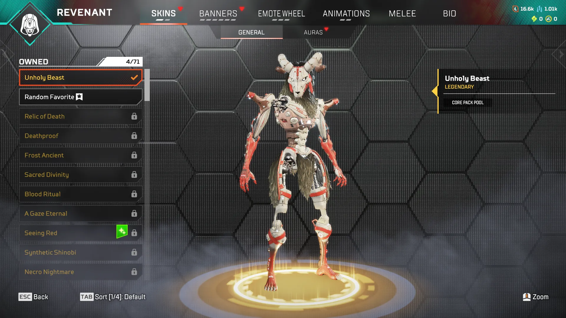 AP587 //Unholy Beast Legendary Skin | Revenant Owned | 16,600 Legend Tokens | 1,015 Crafting Metals | Ranked Ready (K)