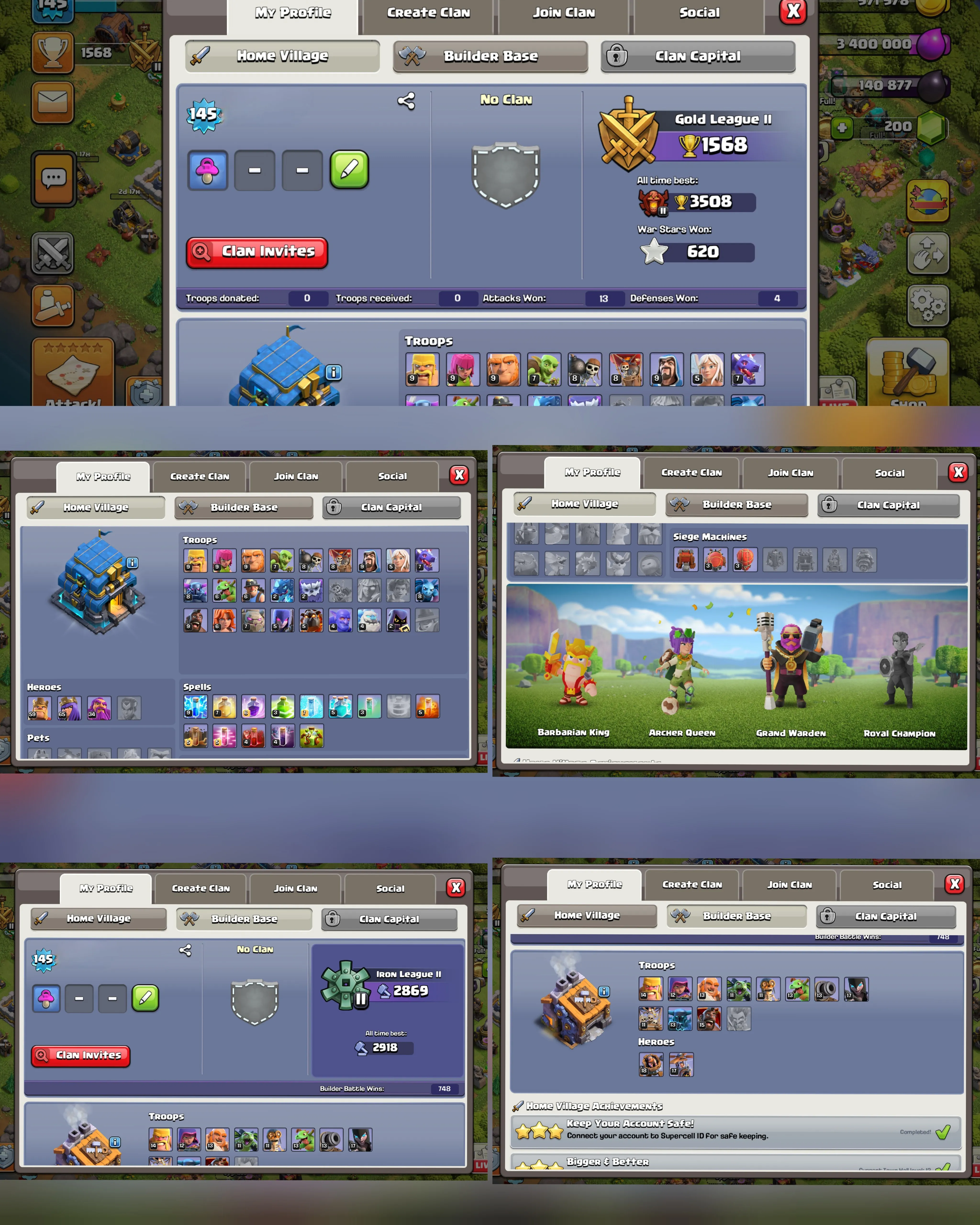 C042 TH12 - XP145 - 186 GEMS - CN 500 GEMS - BK59 SKIN3 GG11 - AQ65 SKIN5 FA18 - GW34 SKIN PARTY WARDEN FB8 - BM18 - BC17