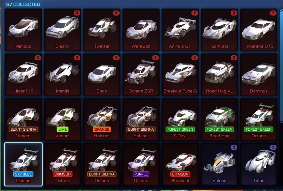STOCK755 //Dominus, Mantis, Sky Blue & Crimson Octane, 250+ Black Markets / Exotics / Imports (K)