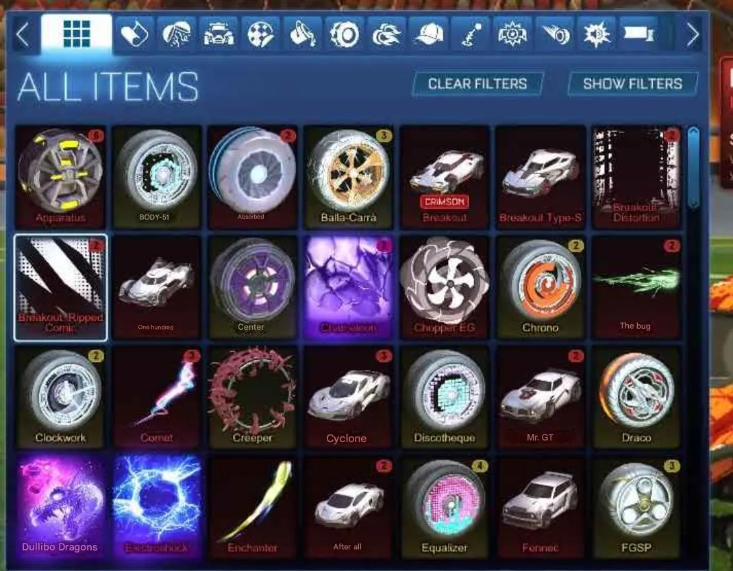 STOCK811 //Fennec, Octane, Draco, Dueling Dragons, 20 Black Markets, Many Painted Cars and Wheels (K)