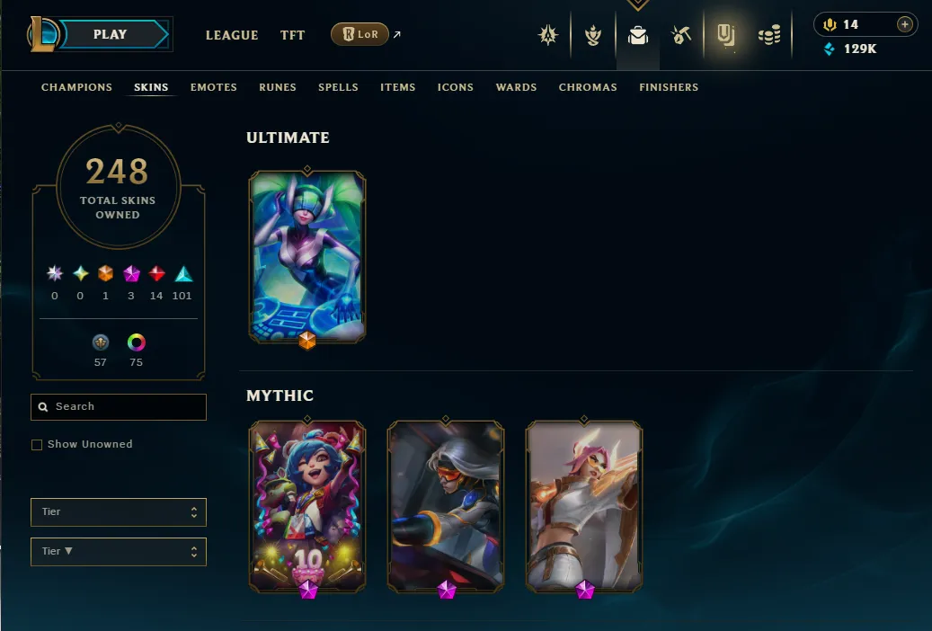 👑(EUW) PLATINUM II (LAST SEASON) 🚀248 SKIN