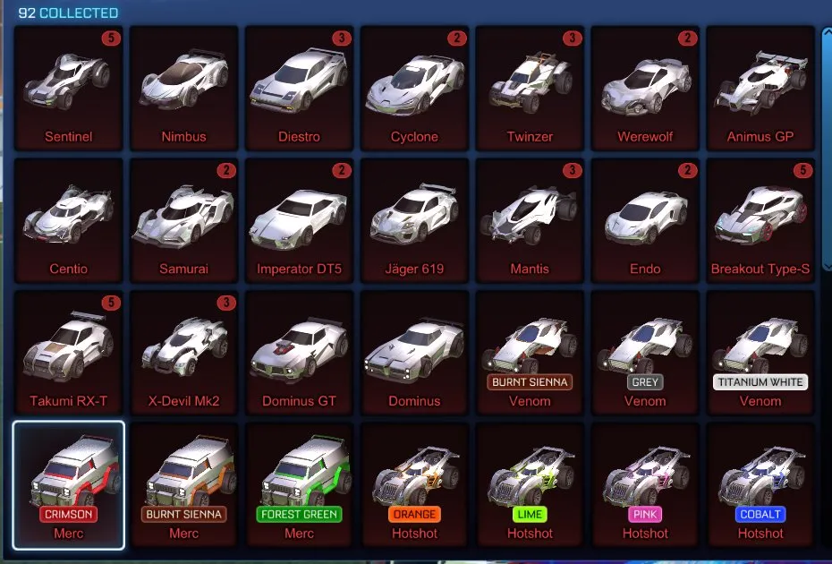 STOCK694 //Dominus, Endo, 40+ Black Markets, Painted Cars, Massive Inventory (K)