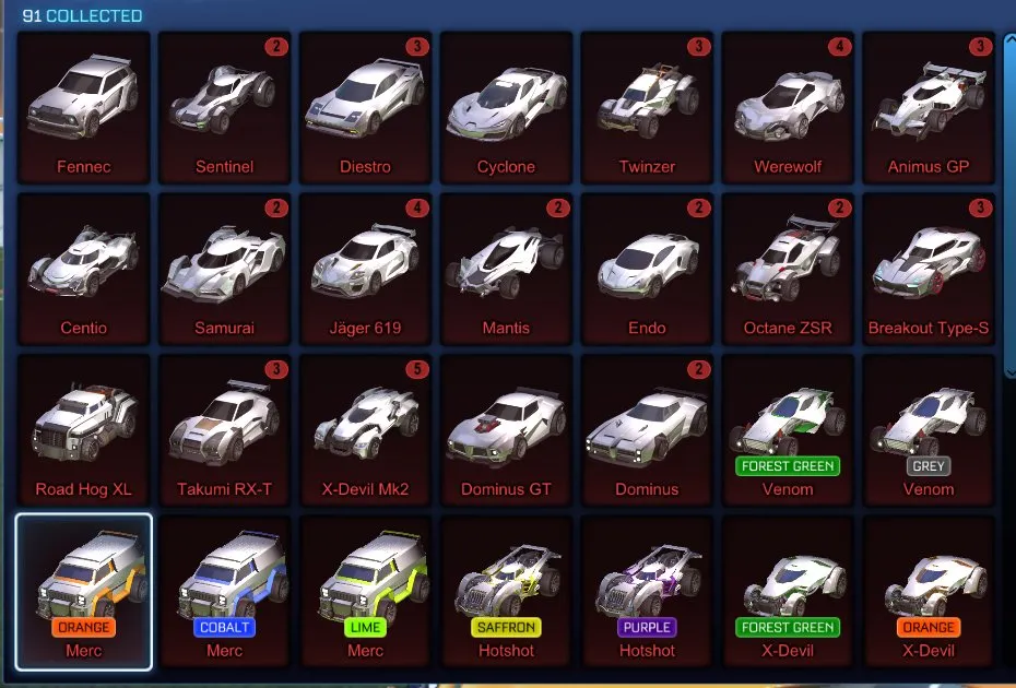STOCK545 // Fennec Dominus Endo Octane ZSR Werewolf Twinzer 90+ Cars 35+ Black Markets Bubbles Standards (K)