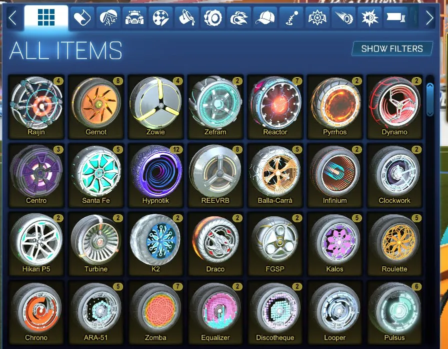 RL852 //Dominus, Endo, 43 Black Market Items, 122 Exotic, 205 Import, Rare Wheels Collection (K)