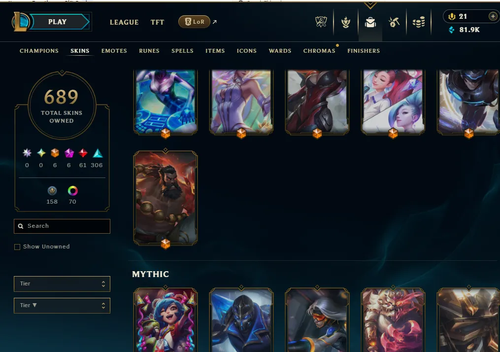 👑(EUW) GOLD I(100% WR, SUPER HIGH ELO) 🚀689 SKIN