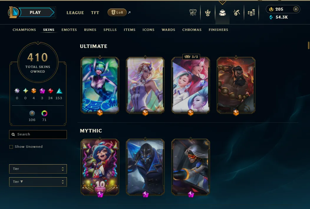 👑(EUW) EMERALD IV( SUPER HIGH ELO) 🚀400+ SKIN