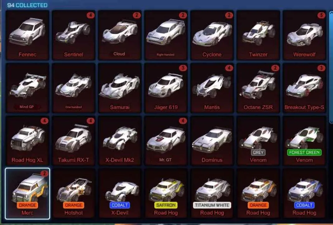 STOCK825 //Fennec, Black Standard Boost, 30+ Painted Cars, Many Black Market Goal Explosions and Decals (K)