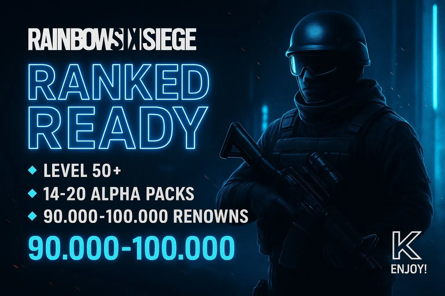 🪖 Ready For Ranked 💠 Lvl 50 🎁 14 Alpha Packs 💸 92,408 Renowns 🧿 Usable Everywhere #X5G1N