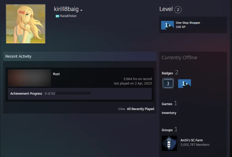 RT217 Rust Account 378 Twitch/Kick Drops Skins (17-47 Rounds) Creator Computer Station/Desk + 5500 Hours