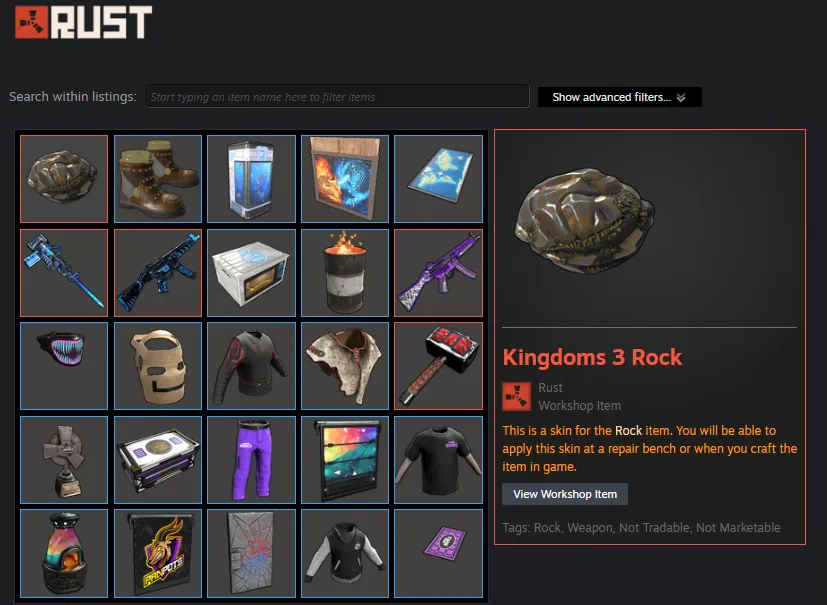 RT219 Rust Account with All 540 Twitch & Kick Drops (Rounds 1–47) – Full Skins Collection, Weapons, Armor, Clothing & Base Items