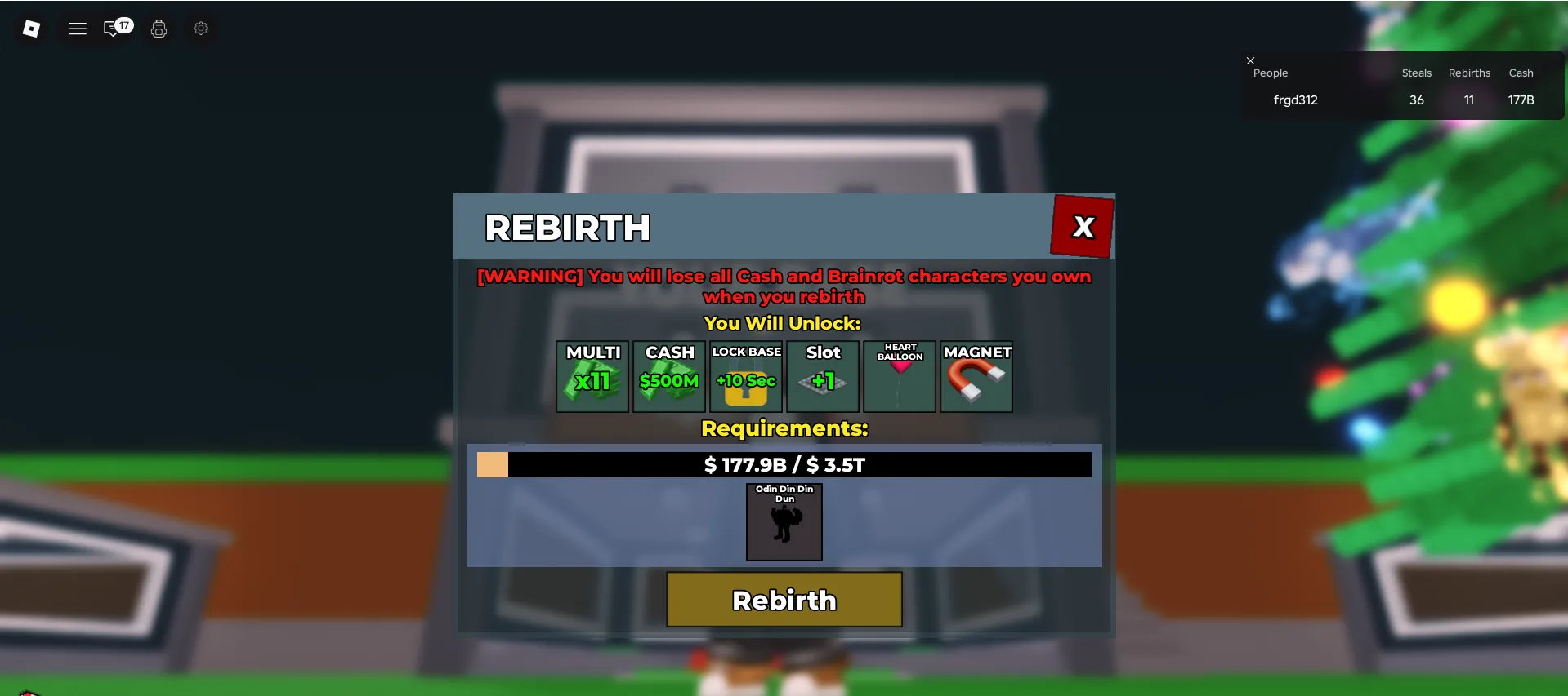 Steal a Brainrot⭐️Roblox Account 🔄11 Rebirth⭐Unverified Mail🚀 instant Delivrey