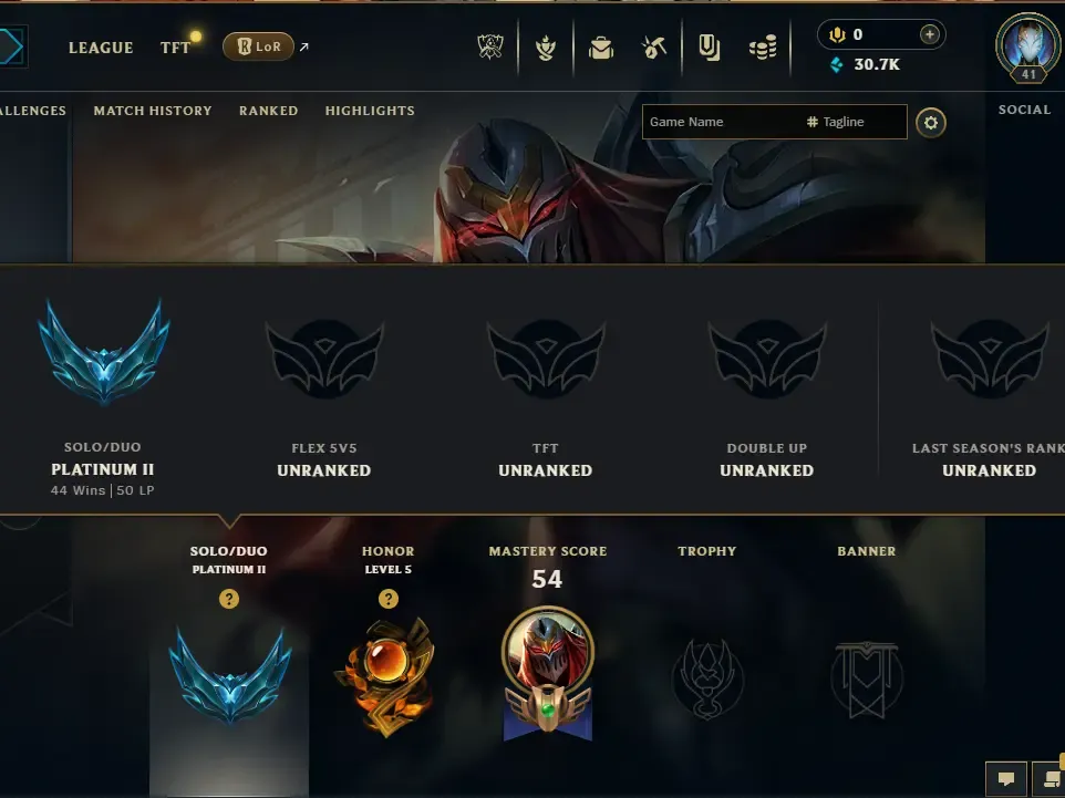 EUW ⸱ Platinum 2 50 LP ⭐ 7 Skins ⸱ 49 Champions ⸱ 30K BE 🎁 Changeable ID ✅ Full Access 🚀 Instant Delivery