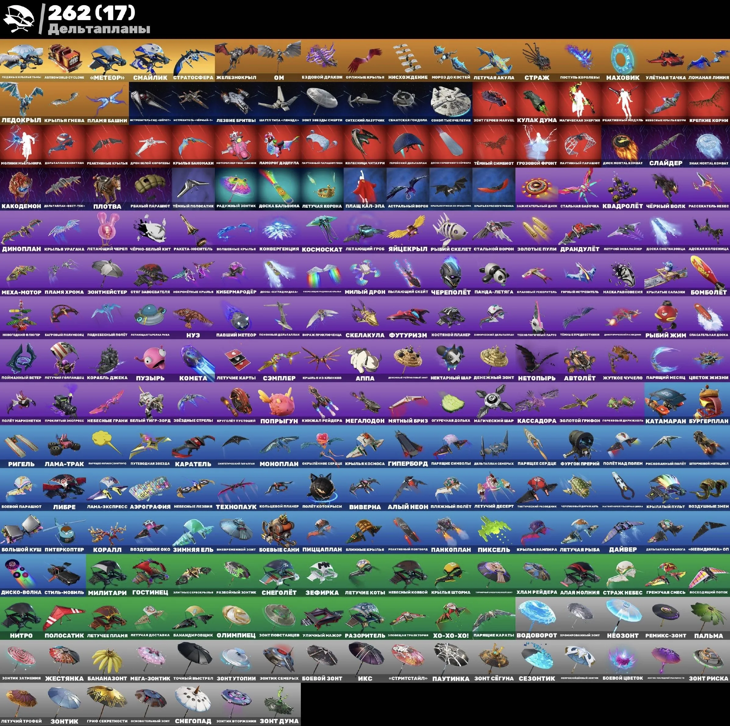 F831 427 Skins, 262 Gliders, 360 Pickaxes, 456 Backpacks, 344 Emotes, 6,000 PR