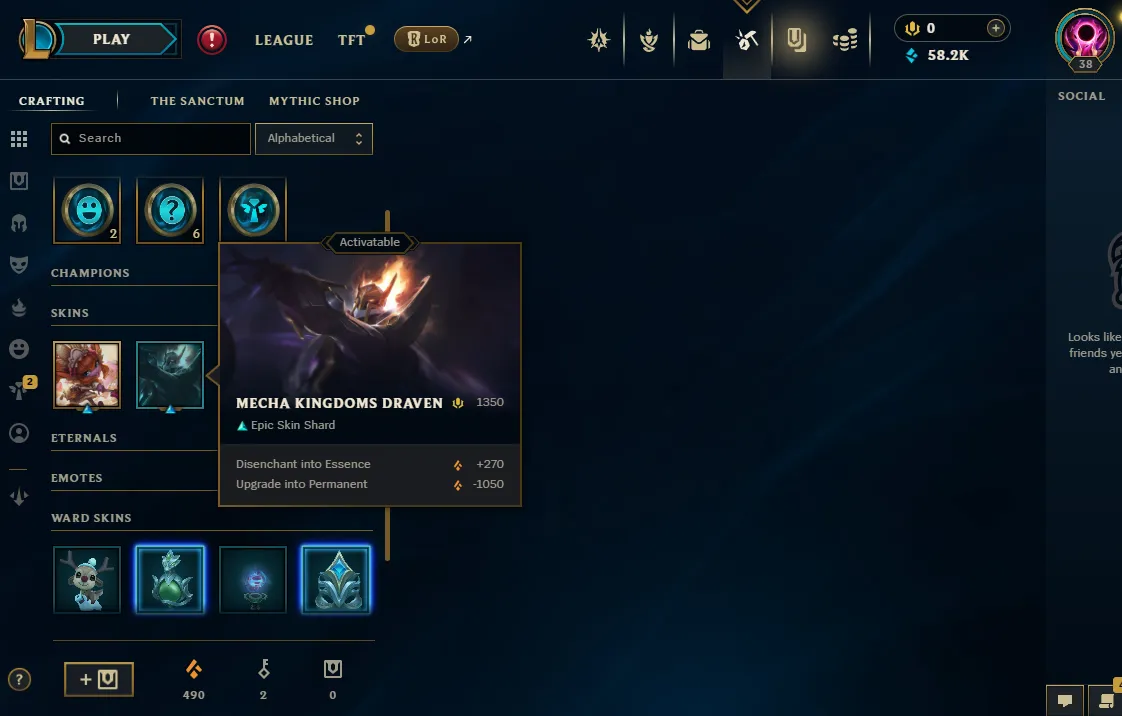 【 EUW 】∙ S15 Gold III ⚡ 61% Win Rate 🔥 +38 LP Gain 💎 58K BE ✅ Unverified Email ✅ Changeable Name ❤  2 Skins ⸱ 🚚 Instant Delivery