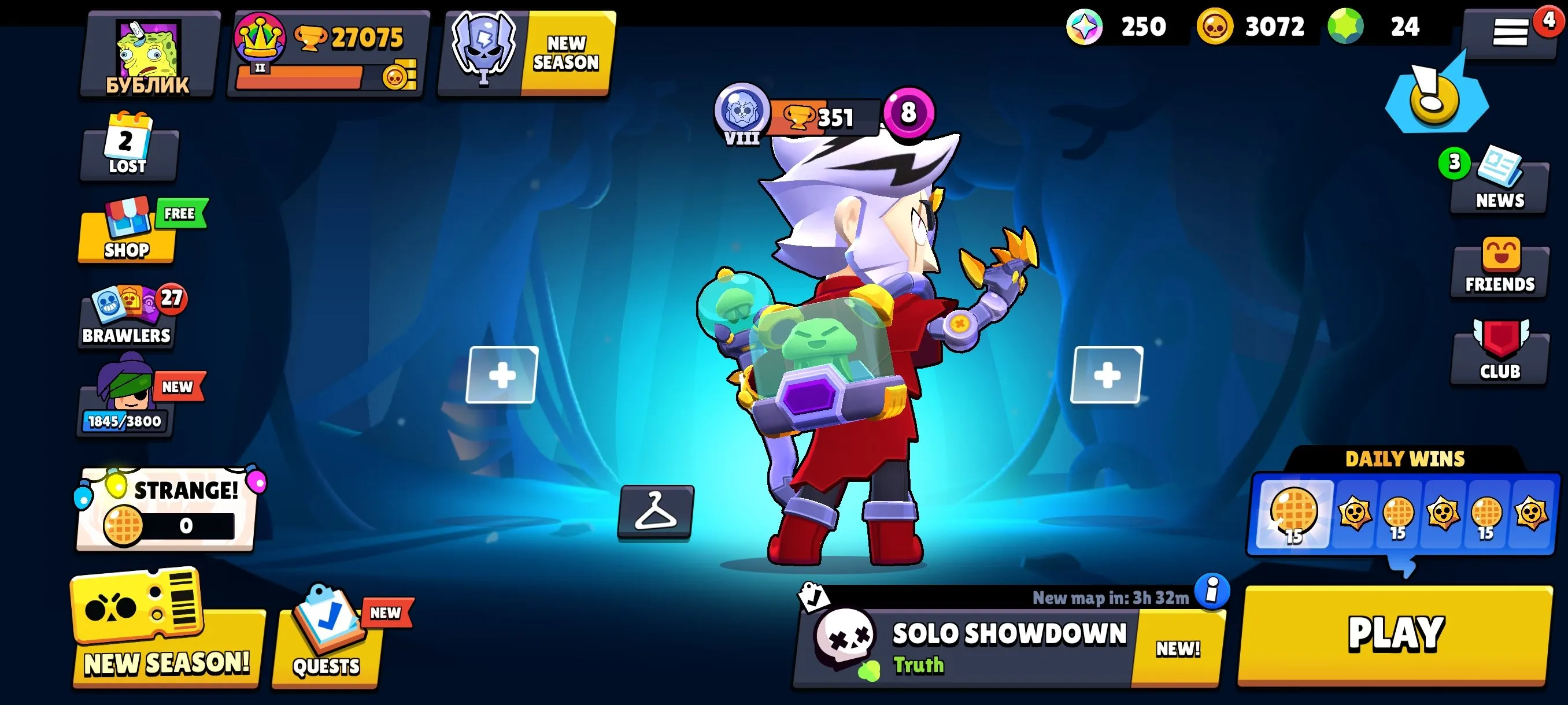 BS1803 27075 trophies 88 of 96 brawlers 160 skins including Black Godzilla Buzz Dark Angel Edgar Godzilla Buzz Sovereign Rico and many rare skins 16 power 11 brawlers 4 hypercharge skins (G).