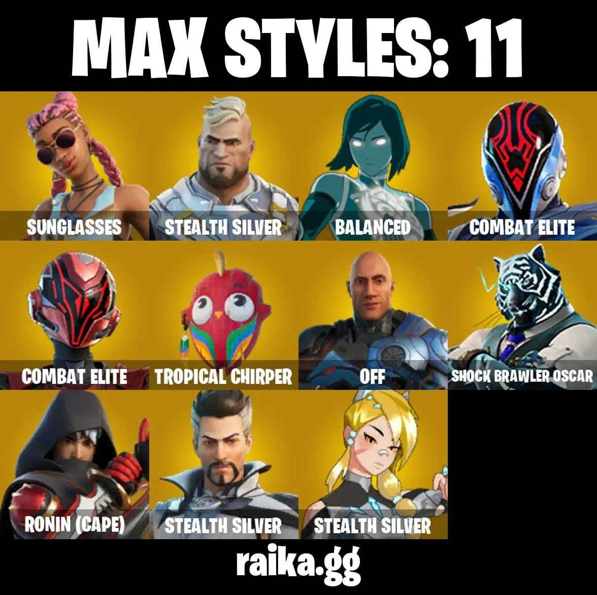 ✨39 skins✨Combat Elite✨Combat Elite✨off✨Ronin (Cape)✨Peter Griffin✨Poseidon✨Stealth Silver✨Prowler✨Spider-Man