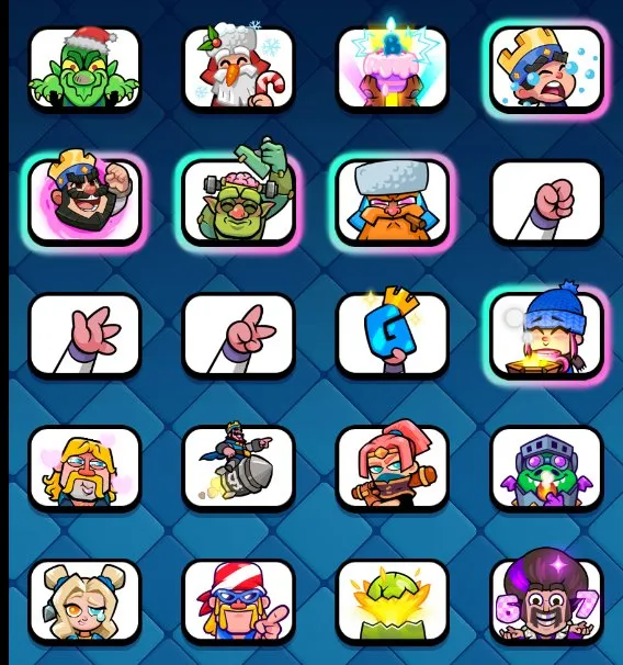 CR703 Level 55 arena 24 9685 trophies king 15 8 cards 15 level 20 cards 14 level 63 emotes 11 evolutions full