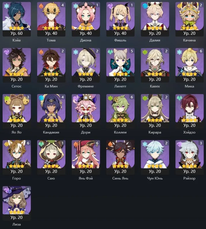 GI1057 High End AR58 27 LEG – Raiden C4, Furina C2, Yelan, Ayaka, Neuvillette C1, Skirk, Arlecchino, Nahida, Kazuha