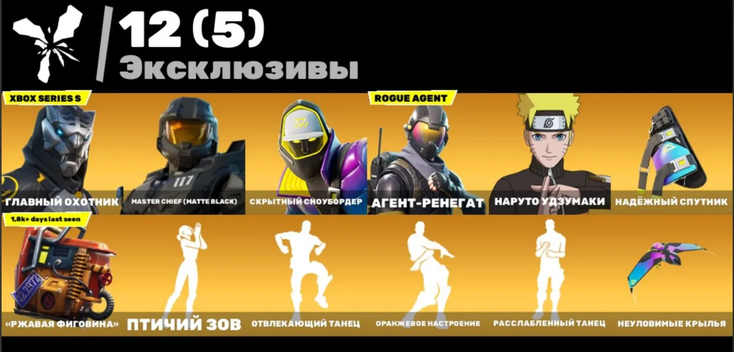 F930 Main Hunter, Naruto, Renegade Agent, Snowboarder, Master Chief (Matte Black), Exclusive Collection, 337 Skins 