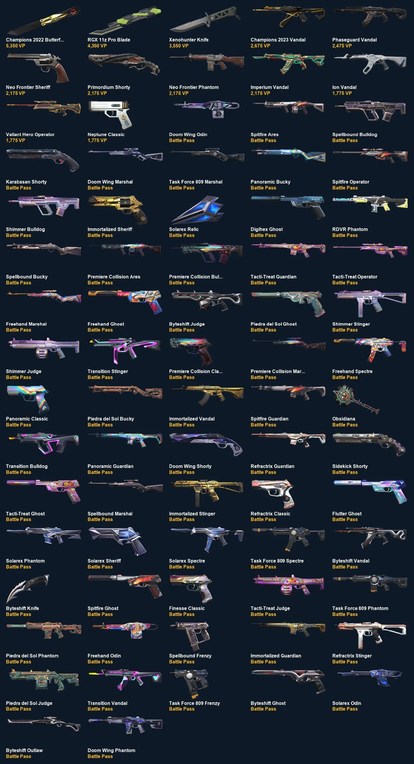 V101 //Champions 2022 Butterfly Knife, Champions 2023 Vandal, Phaseguard Vandal, RGX 11z Pro Blade, Xenohunter Knife