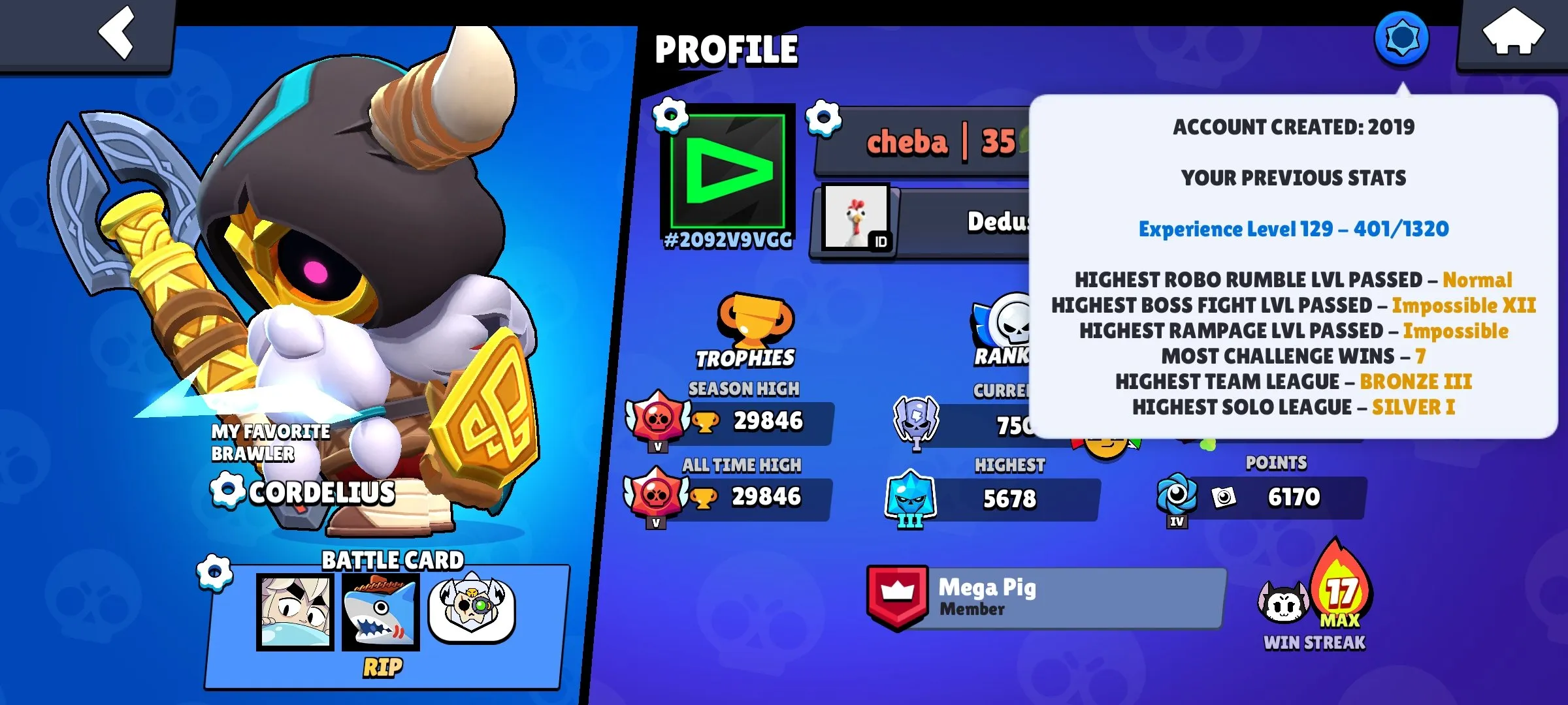 BS1938 29K Trophies | 81 Brawlers | 160 Skins | Demon Mortis, Godzilla Buzz, Mecha Lotus Piper, Phoenix Crow, Radiant Mecha Leon, Shadow Mecha Leon