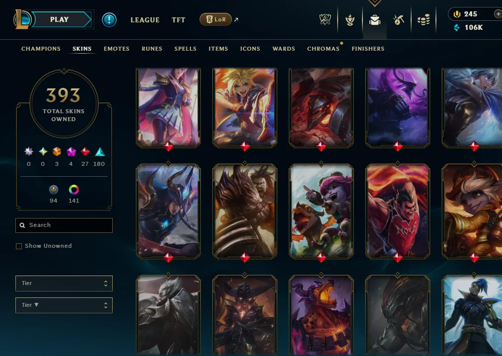 👑(EUW) UNRANKED ( HIGH ELO ) 🚀393 SKIN
