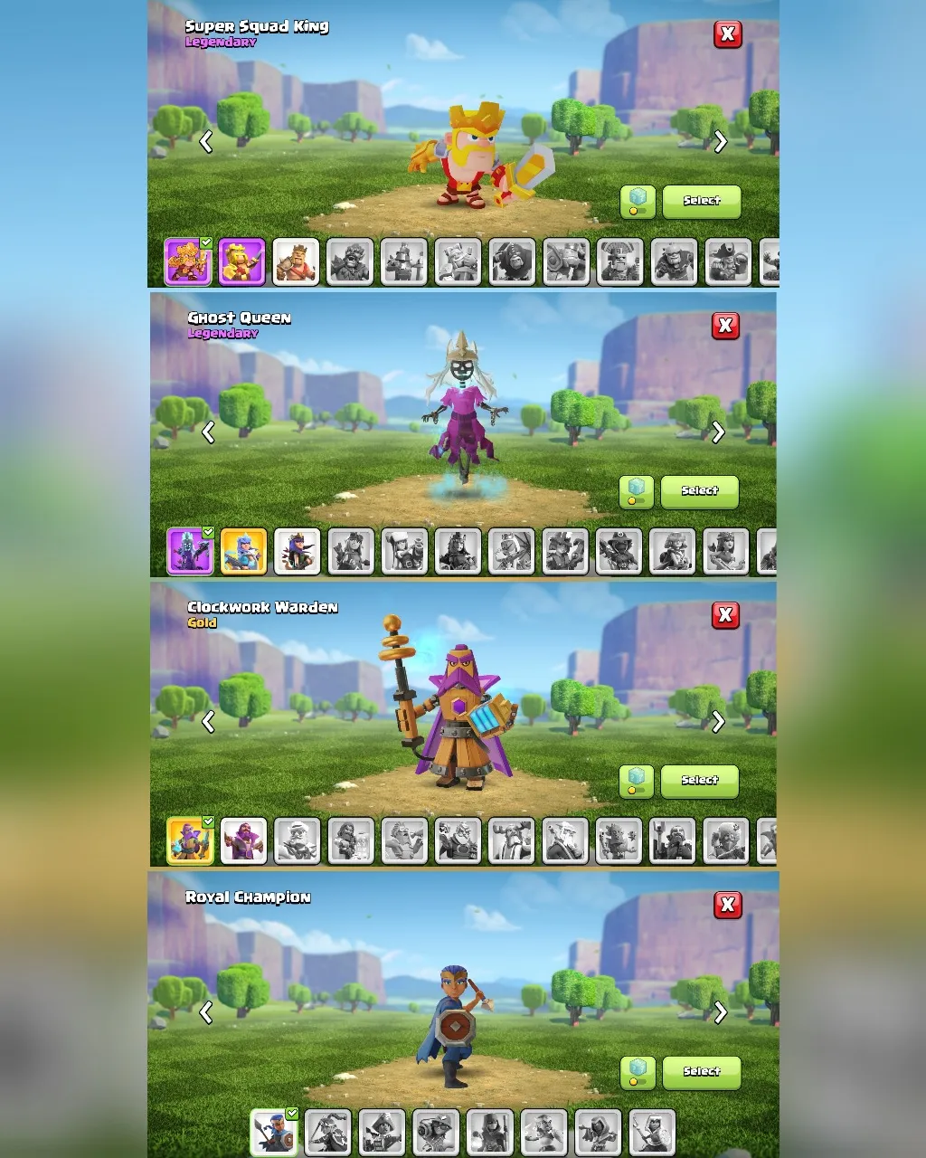 C013 TH13 PIXEL SCENERY - XP165 - 988 GEMS - CN 1,500 GEMS - BK54 SKIN2 SUPER SQUAD KING GG8 -AQ66 SKIN2 GHOST QUEEN FA6
