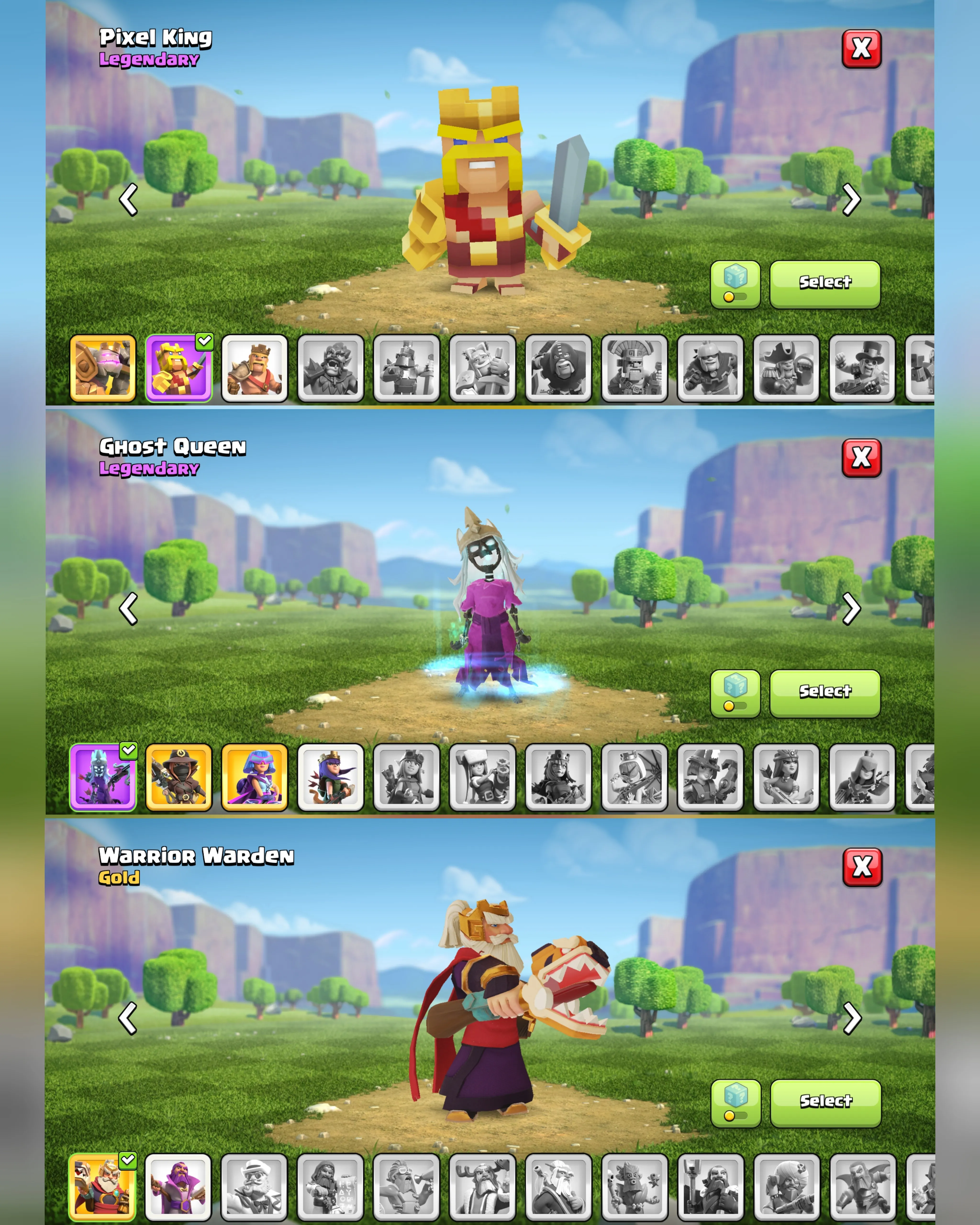 C020 TH12 SCENERY2 PIXEL, ROYALE - XP175 - 762 GEMS - CN 1,000 GEMS - BK50 SKIN2 PIXEL - AQ58 SKIN3 GHOST