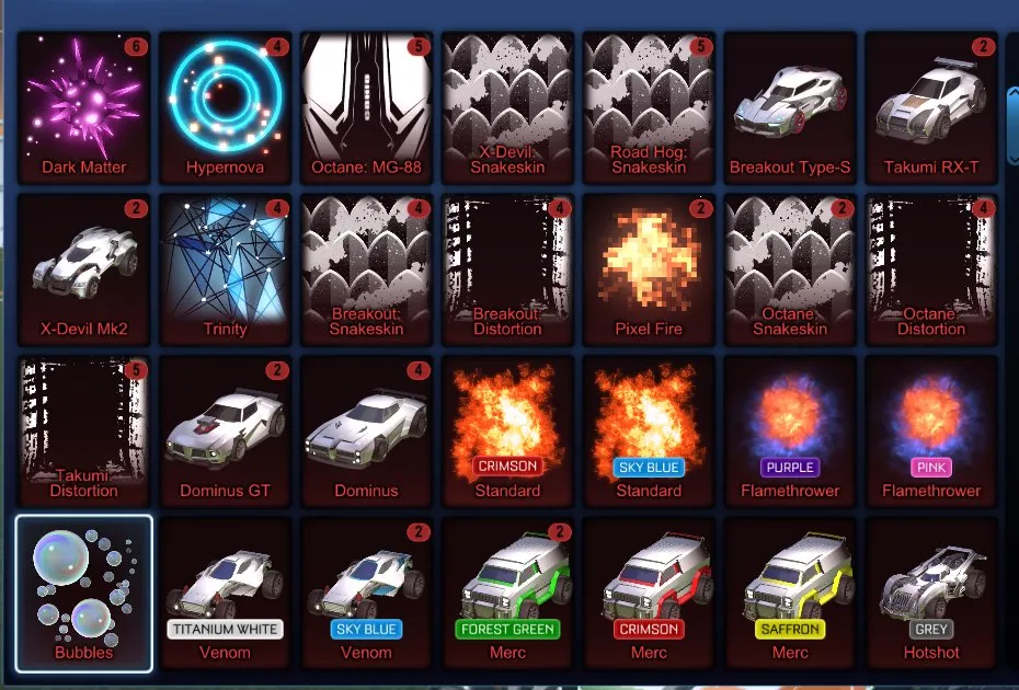 STOCK704 //Fennec, 30+ Painted Cars, 120 Exotic Drops, Black Markets, Mystery Decals, Titanium White Venom (K)