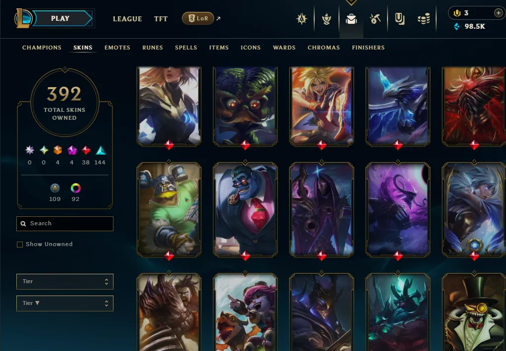 👑(EUW) UNRANKED (SUPER HIGH ELO) 🚀392 SKIN