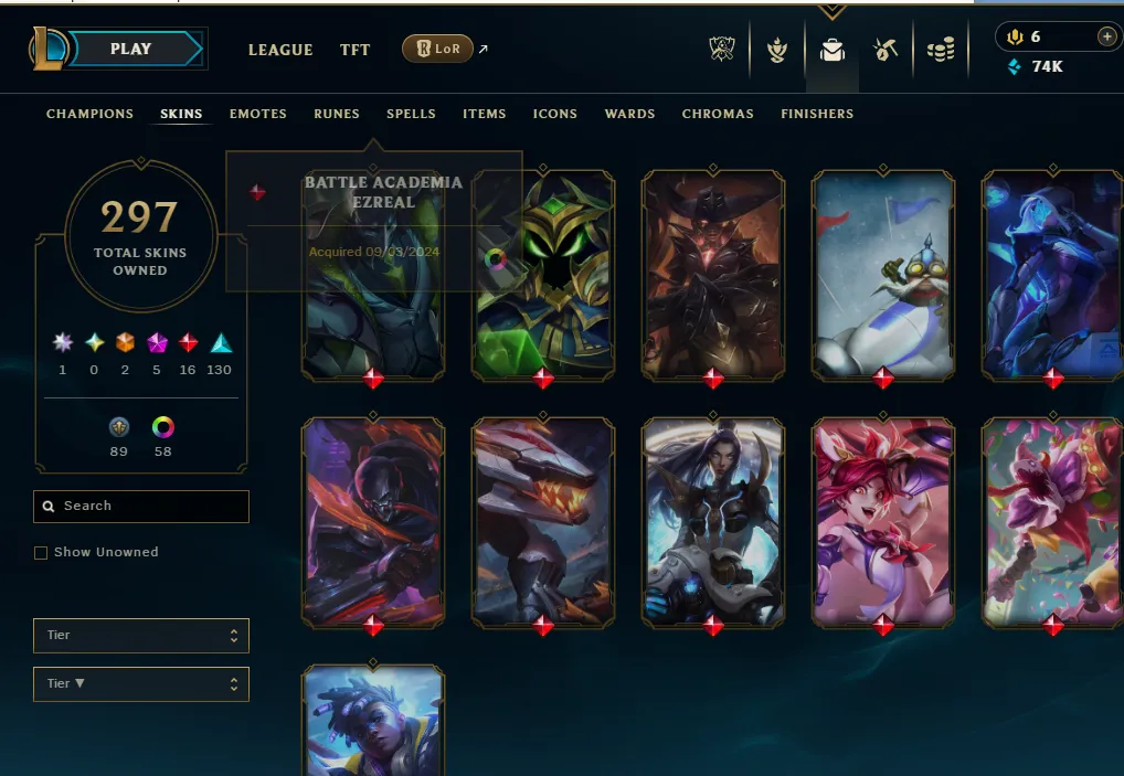 👑(EUW) PLATINUM IV (HIGH ELO) 🚀297 SKIN , KAI'SA UZI