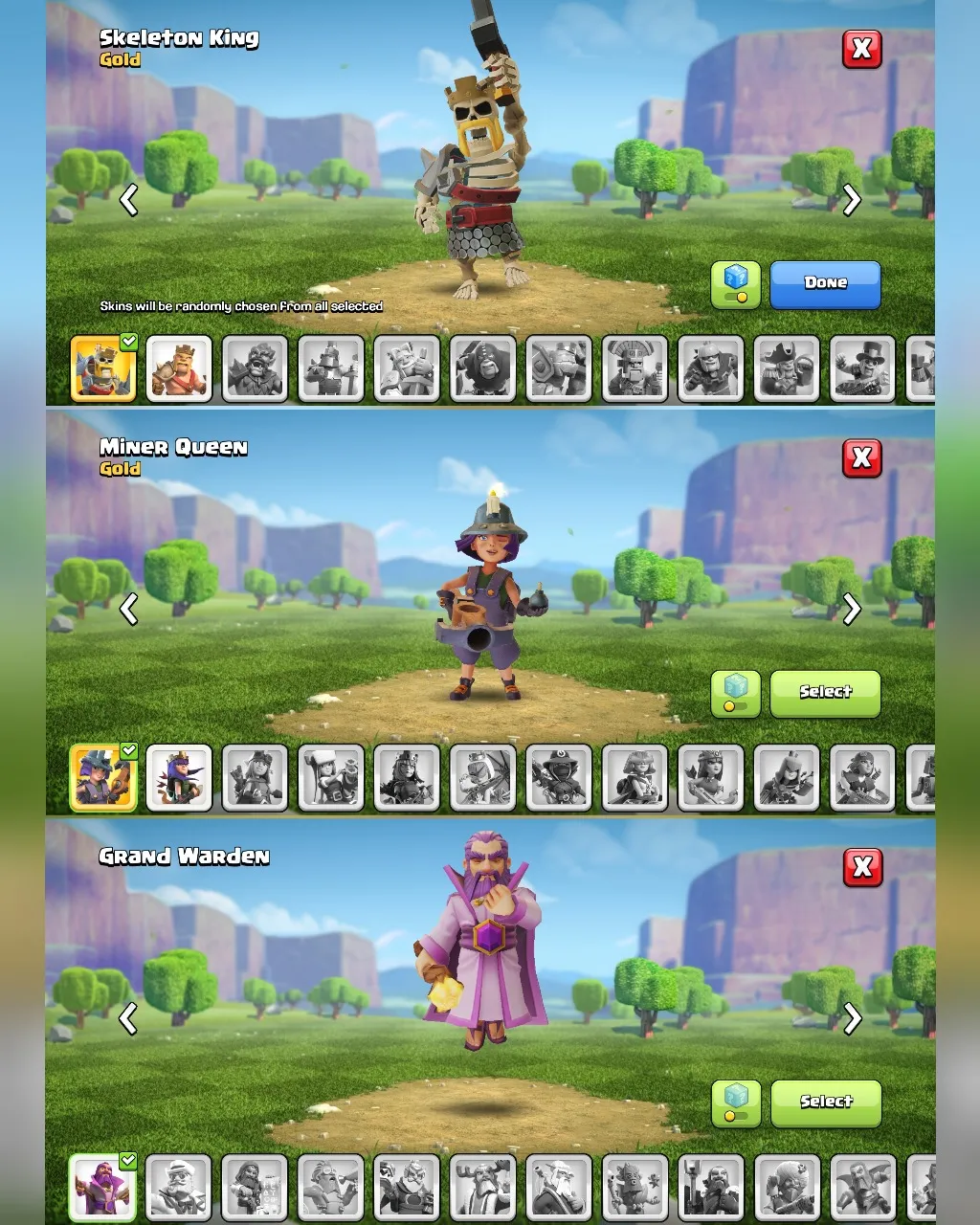 C057 TH12 - XP140 - 992 GEMS - CN 1000 GEMS - BK43 SKIN SKELETON KING - AQ49 SKIN MINER QUEEN FA9 - GW21 FB4 - BM10