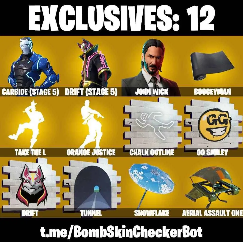 ❤️64 SKINS❤️TAKE THE L❤️JOHN WICK❤️OMEGA❤️KYLO REN❤️ORANGE JSUTICE❤️❤️ZOEY❤️ROOK❤️ONESIE❤️DRIFT(STAGE 5)❤️CARBIDE(STAGE 5)❤️LYNX(STAGE 4)❤️8-BALL(MAX)❤️SNOWFLAKE❤️PEPPERMINT PICK❤️CAN PLAY ON PSN❤️XBOX❤️PC❤️NINTENDO❤️MOBILE❤️1250 VBUCKS❤️FULL EMAIL ACCESS❤️