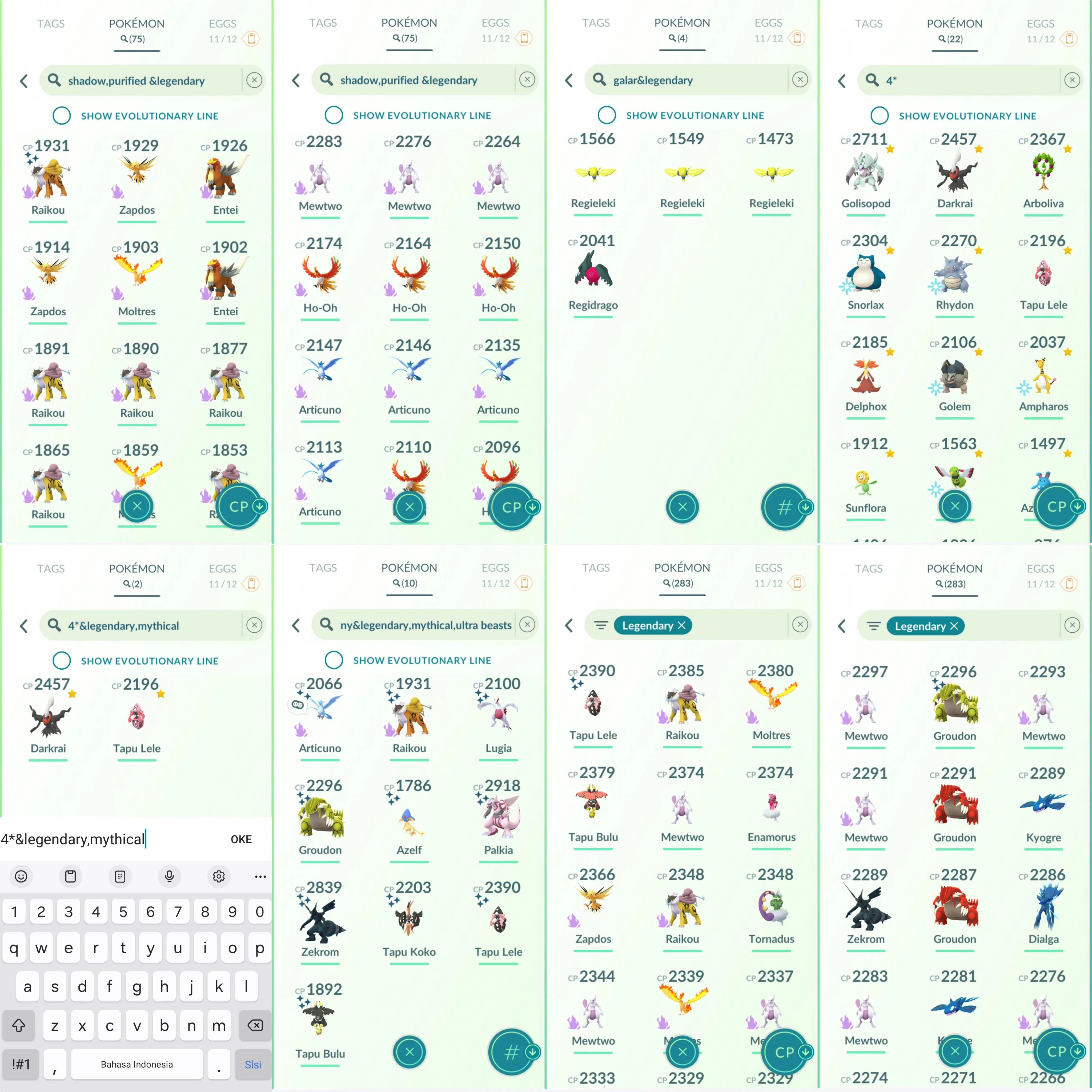 1021 LV46 Darkrai100 Tapu Lele100 Dialga origin forme roar of time. Shiny: shadow Articuno, shadow Raikou, Lugia, palkia