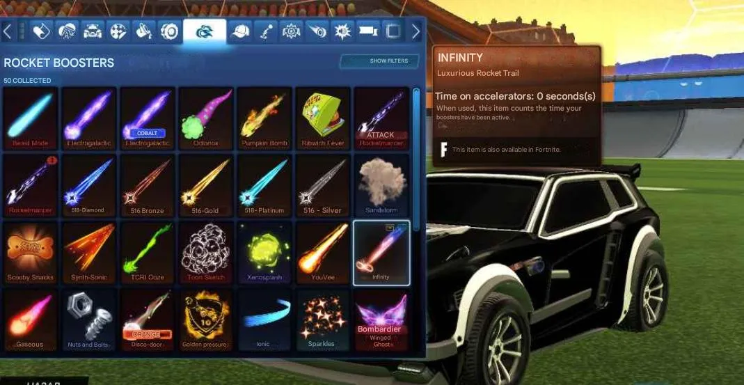 STOCK796 //Full Access Gray Fennec, Titanium White BMW, Octane, 50 Rocket Boosts, 15 Goal Explosions, 23 Decals (K)