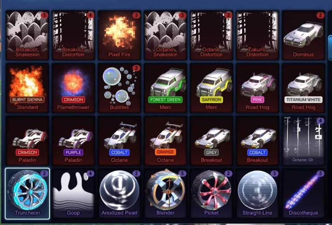 STOCK804 //Titanium White Road Hog, Dominus, Mantis, Painted Octanes, 300+ Black Markets / Exotics / Imports (K)