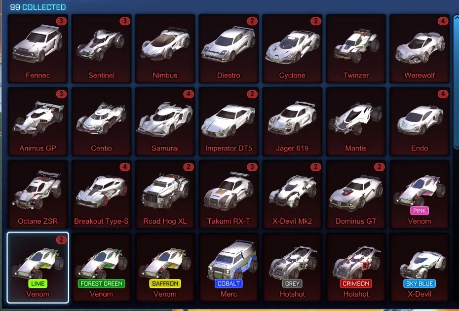 STOCK660 //Fennec, Fire God, Glorifier, Trigon, Slipstream, 100+ Exotic Drops, 35+ Cars (K)