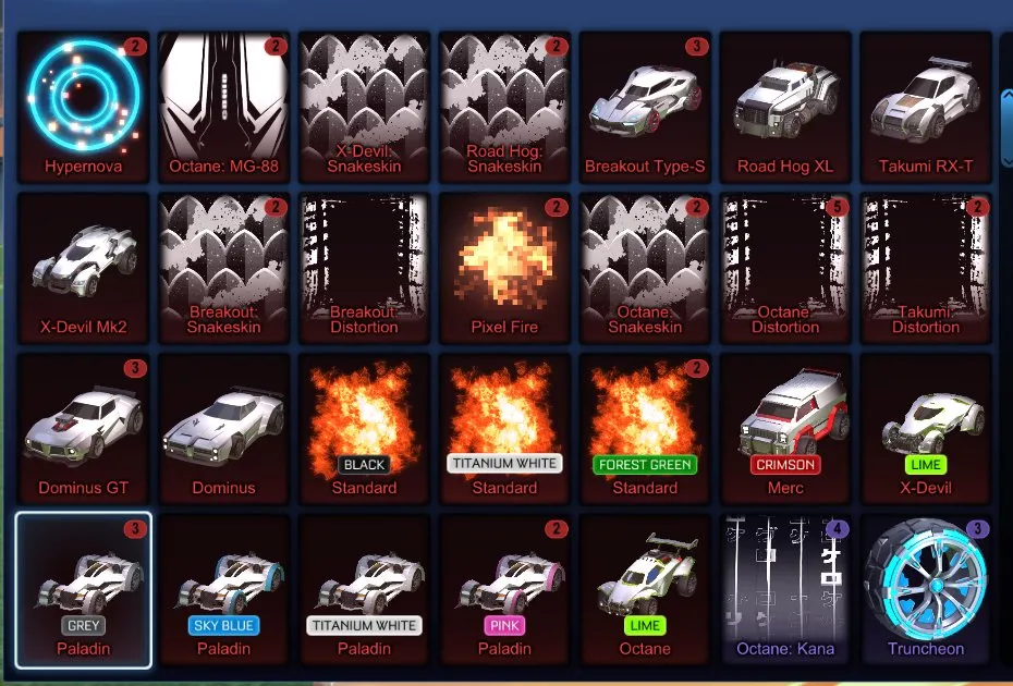 STOCK731 //Titanium White Fennec, TW Standard Boost, 19 Black Market Decals & Goal Explosions, 55 Painted Cars (K)