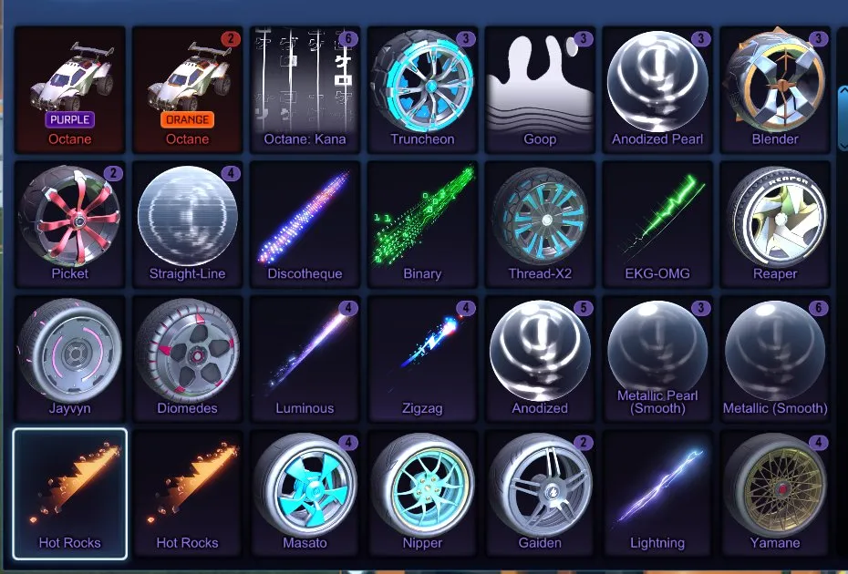 STOCK661 //Purple & Orange Octane, Fennec, 100+ Exotic Drops, Titanium White Cars, Anodized Pearl, Poly Pop, Sub-Zero (K)