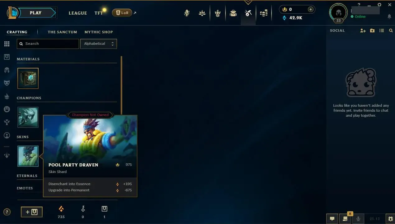 ✨ EUW ⭐ Handlevel  ✨ WR:78% ⸱ Max LP Gains ⸱ Pool Party Draven ⚡ Gold IV (59 LP) ♾️ Lifetime Ownership 📧 Full Email Access 👑 High Quality Riot Account