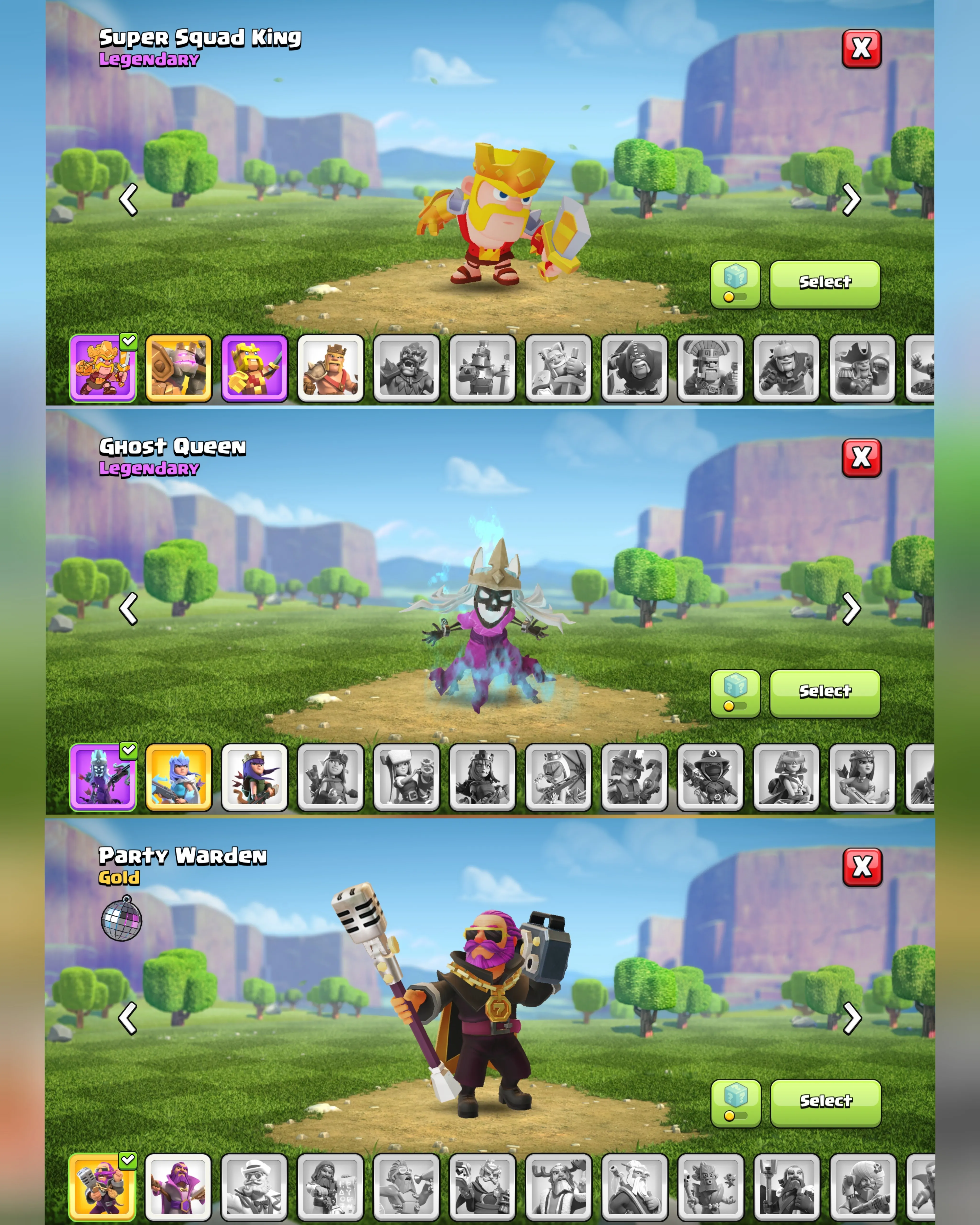 C025 TH12 PIXEL SCENERY - XP133 - 206 GEMS - CN 500 GEMS - BK50 SKIN3 - AQ52 SKIN 2 GHOST FA13 - GW27 SKIN PARTY WARDEN - BM9