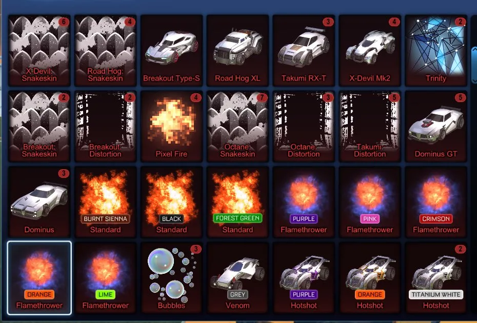 STOCK645 //Title: Fennec, 35+ Black Market Decals, Black Standard Boost, Many Painted Cars & Goal Explosions (K)