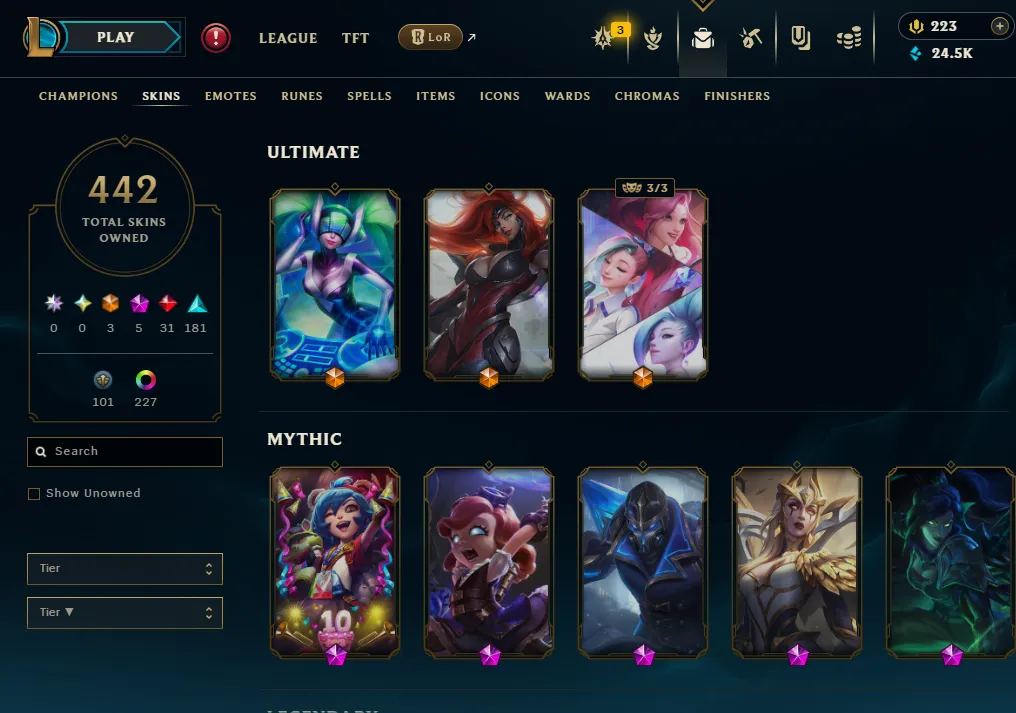 👑(EUW) EMERALD 4 (ELO MMR DIA II) 🚀442 SKIN⚡23k BE