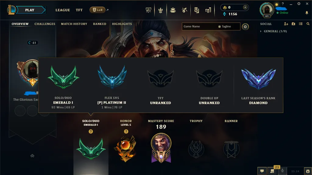 [EUW] Emerald 1 | LVL 61 | 15 Skins | Last season [ Diamond ]