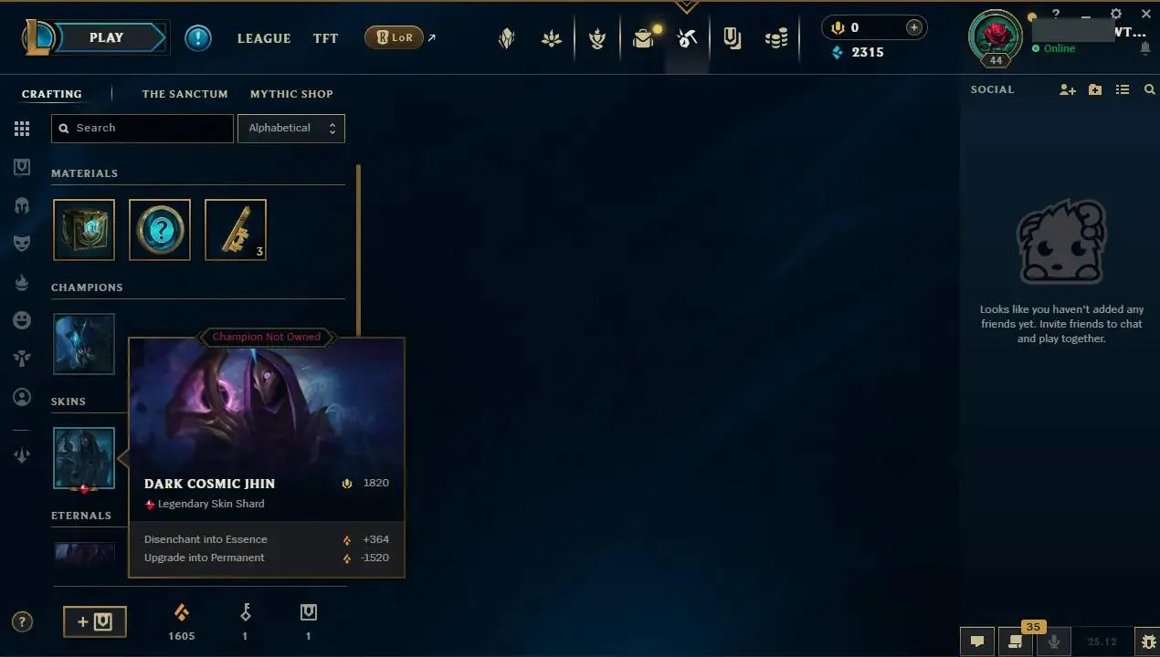 ✨ EUW ➜ S15 ⭐ Hand-made ⚡ Emerald III (55 LP) ✨ WR: 60% 💫 +30LP Gains ✨Dunk Master Darius, Dark Cosmic Jhin, Reaper Hecarim , Ocean Song Zeri & More! ♟️ Champs: 39 🎨 Skins: 10 ⭐ LV: 44 💰 BE: 2315 ♾️ Lifetime Ownership #THEHUB