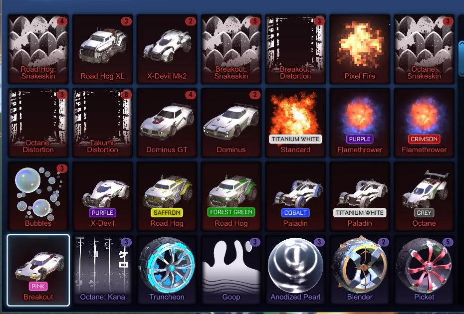 STOCK708 //Stacked Black Markets, Painted Cars, 119 Exotic Drops, Fennec, Octane, Dominus GT, Breakout (K)