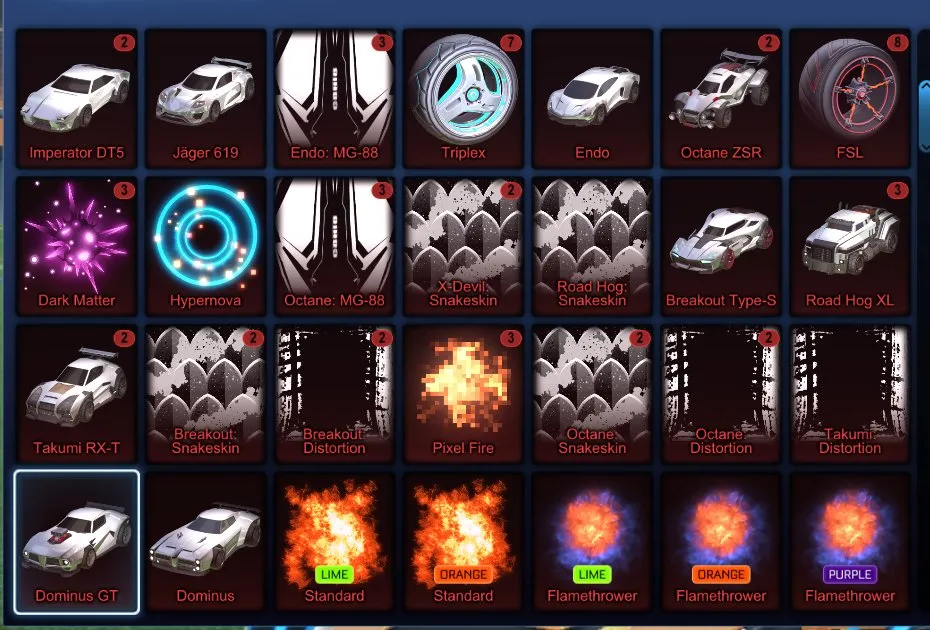 STOCK722 //TW Octane, Fennec, 30 Black Markets, 56 Cars, Many Painted Bodies & Goal Explosions (K)