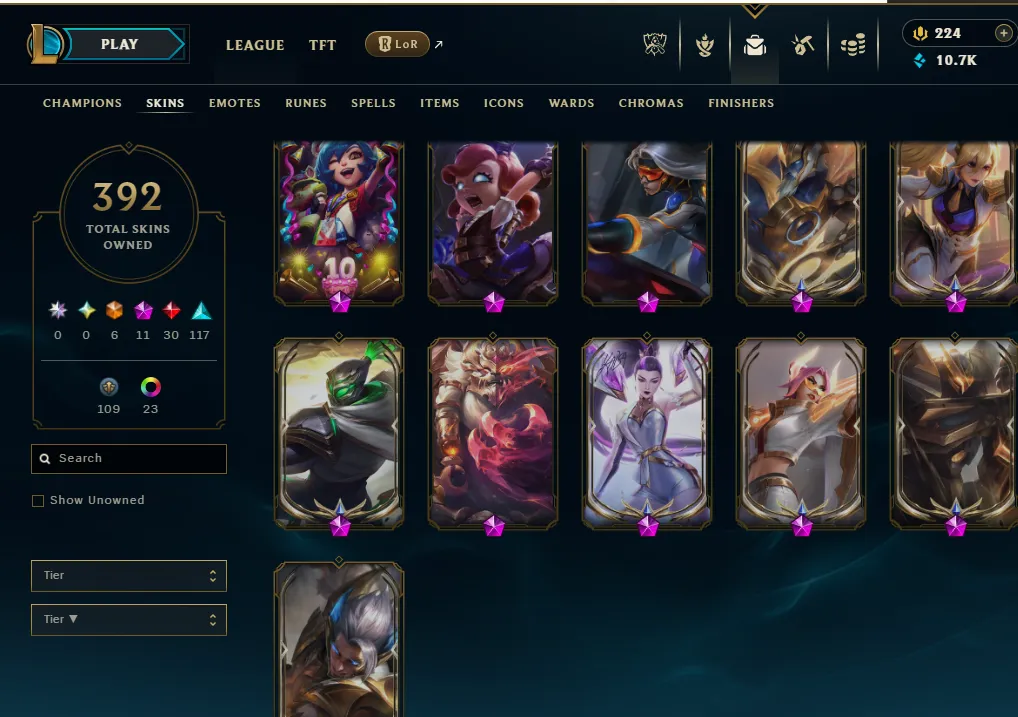 👑(EUW) GOLD I (100% WR, SUPER HIGH ELO) 🚀392 SKIN