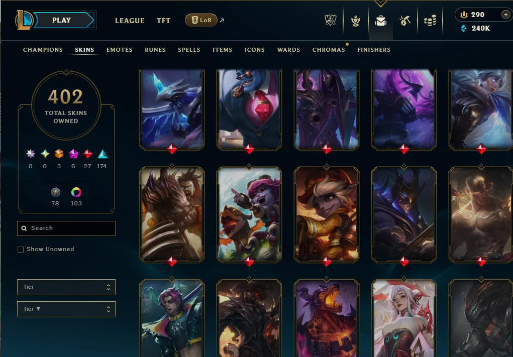👑(EUW) EMERALD IV ( HIGH ELO ) 🚀402 SKIN