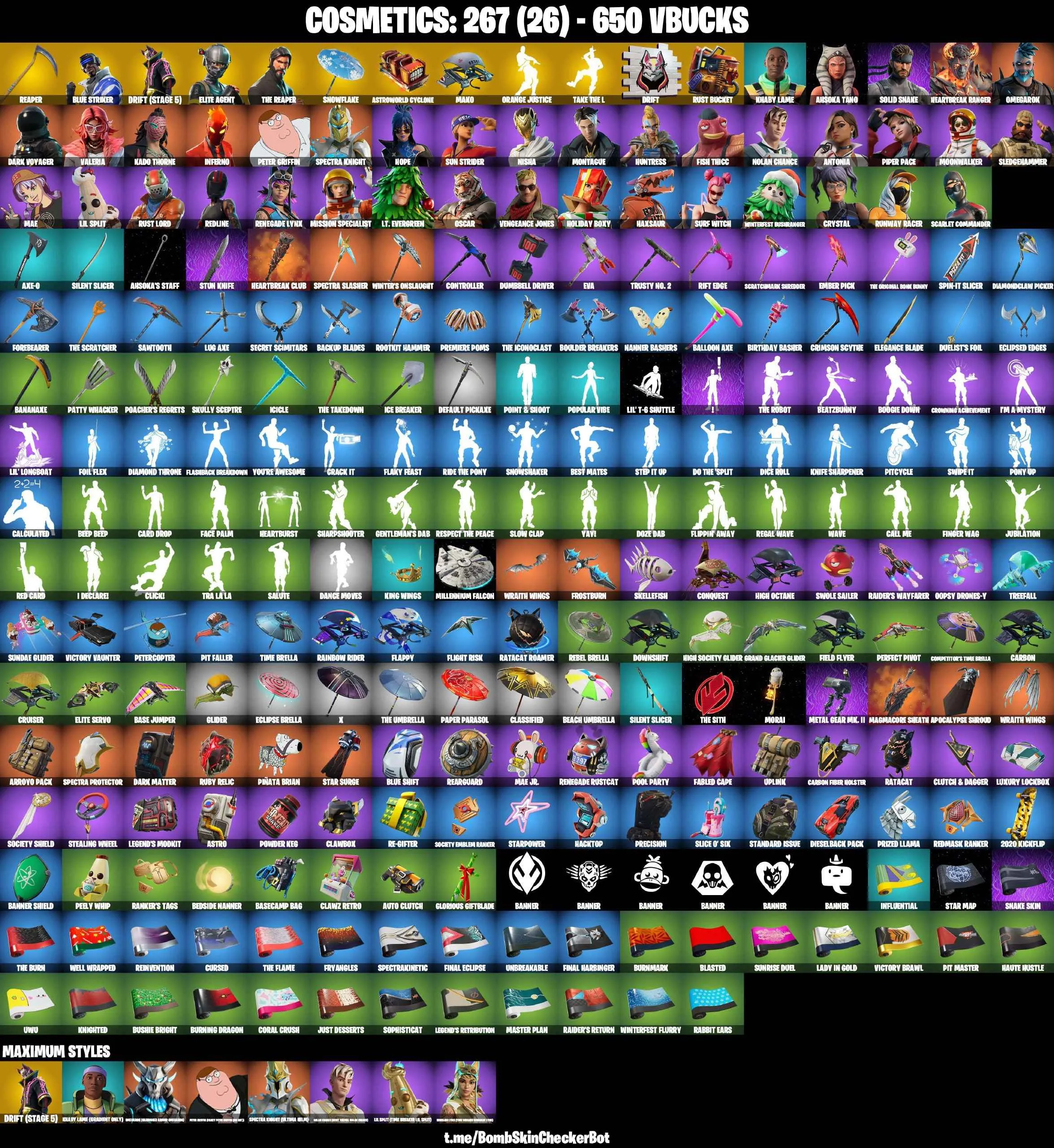 ❤️43 SKINS❤️TAKE THE L❤️MAKO❤️THE REAPER❤️ELITE AGENT❤️ORANGE JUSTICE❤️AHSOKA TANO❤️HOPE❤️DRIFT(STAGE 5)❤️SCARLET COMMANDER❤️CRYSTAL❤️RUNWAY RACER❤️SNOWFLAKE❤️ASTROWORLD CYCLONE❤️RUST BUCEKT❤️ICE BREAKER❤️SKULLY SCPETRE❤️CAN PLAY ON PSN❤️XBOX❤️PC❤️NINTENDO❤️